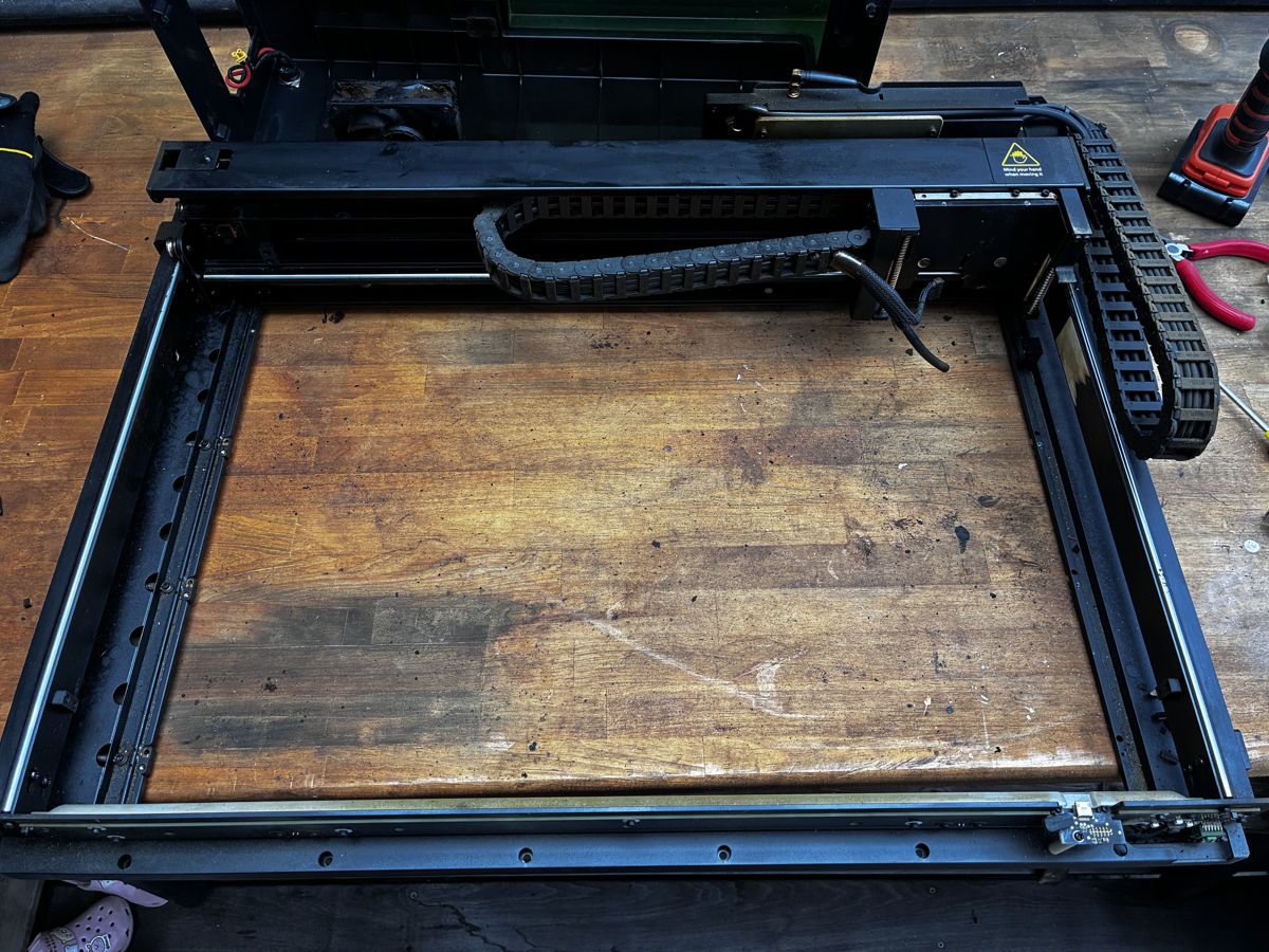 xTool S1の加工エリア（実機）